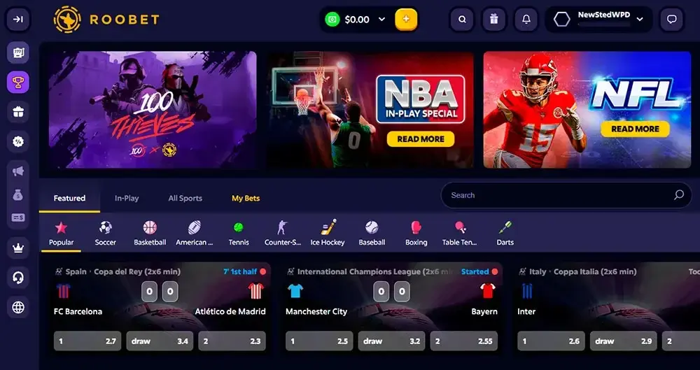 Roobet casino screenshot