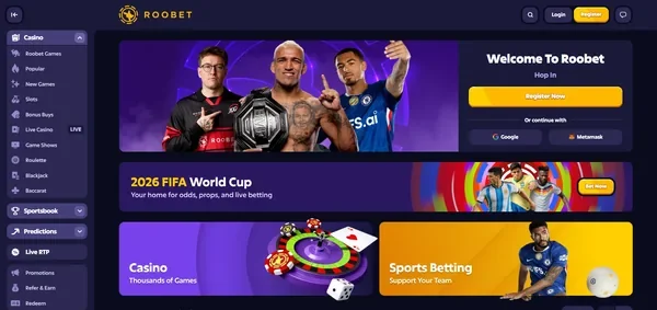 Roobet casino screenshot